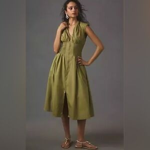 Maeve Olive Green Midi Dress